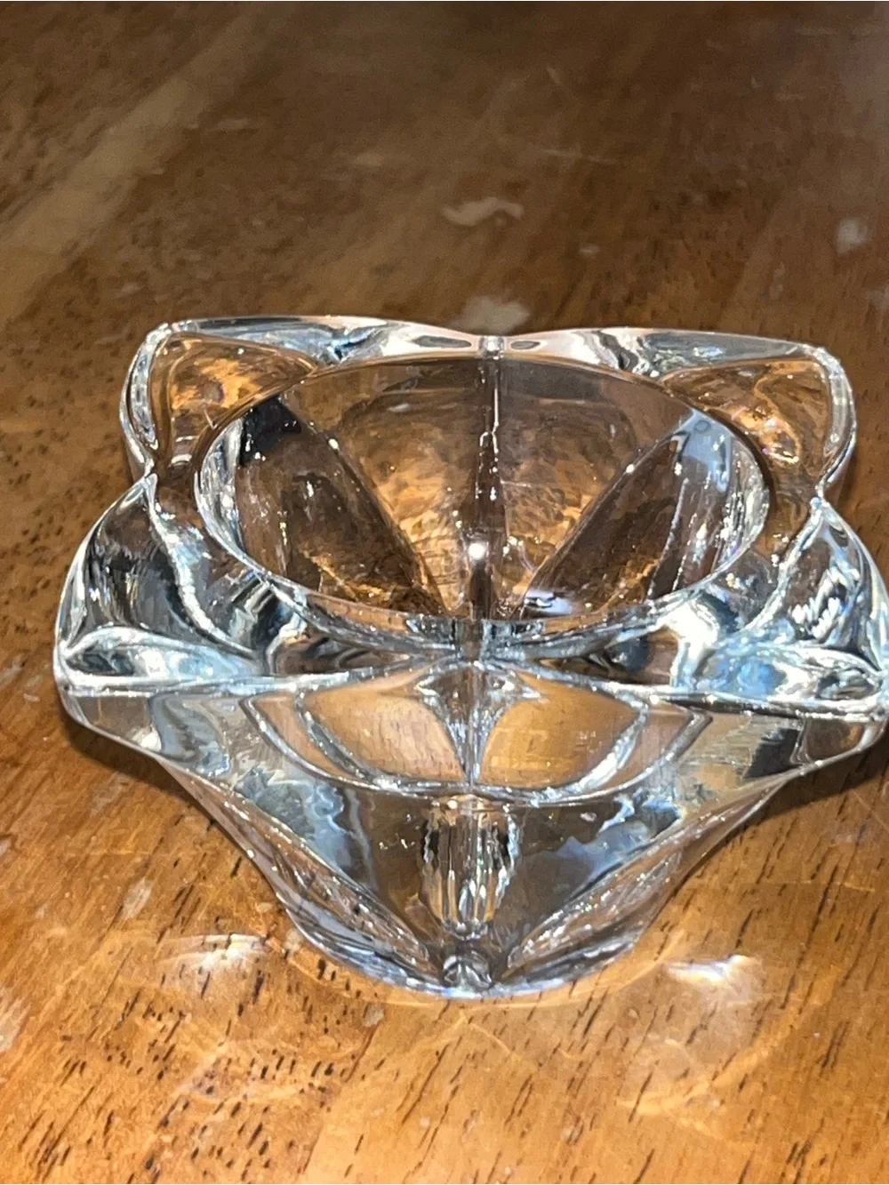 Orrefors Crystal Lotus Flower Art Glass Candle Holder